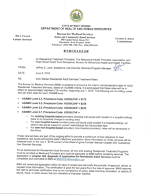 Adult Residential Treatment Services Rates Memorandum - document screenshot